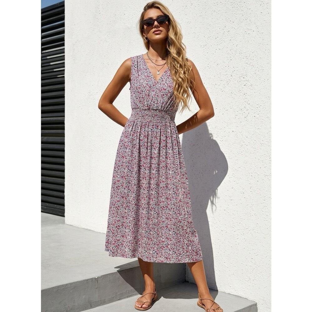Old Navy Ditsy Floral Midi Dress Womens Medium Cottagecore Fairy Boho Beachy